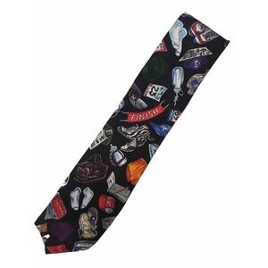Mens 100% Silk Necktie‎ Running Theme Marathon Runner Colorful 59x3.75 Inch NEW
